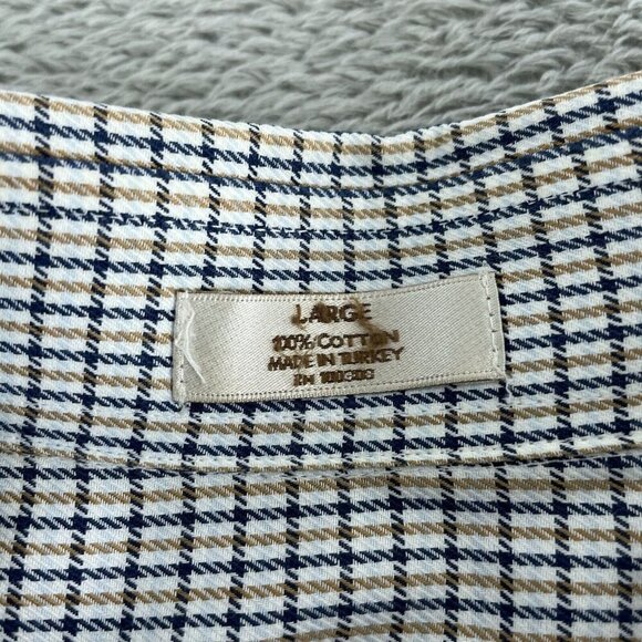 Peter Millar Mens Large Cotton Button-Up Checkered Shirt  4176 - Picture 4 of 8